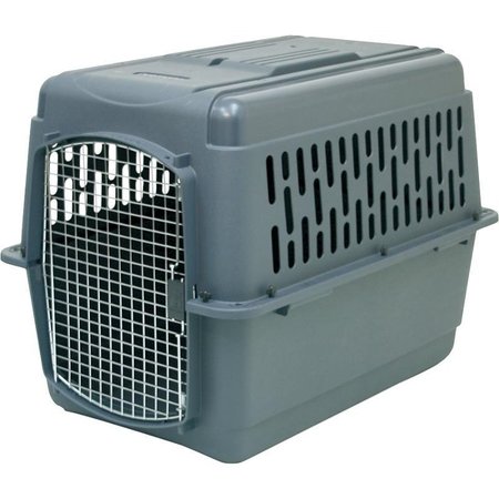 ASPEN PET Pet Porter Pet Carrier, 36 in W, 25 in D, 27 in H, Plastic, BlackDark Gray, Chrome 21183
